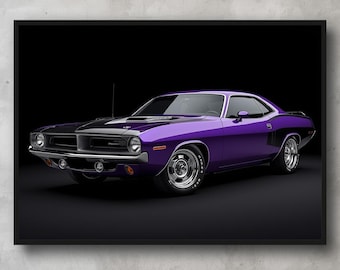 Póster del Plymouth Barracuda de 1970: Muscle Car morado de Plum Crazy (descarga instantánea)
