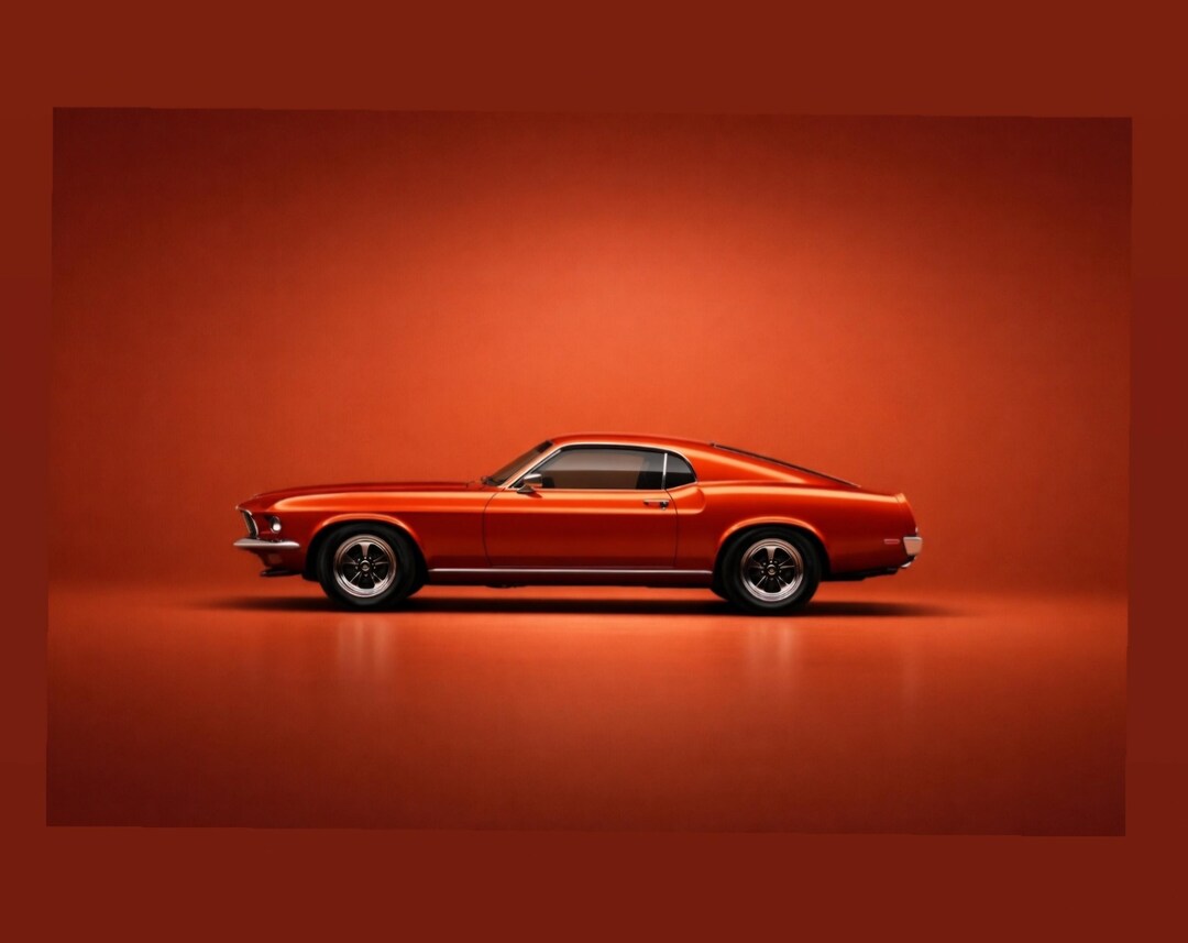 1969 Ford Mustang Fastback Poster – Minimalist Muscle Car Wall Art ...