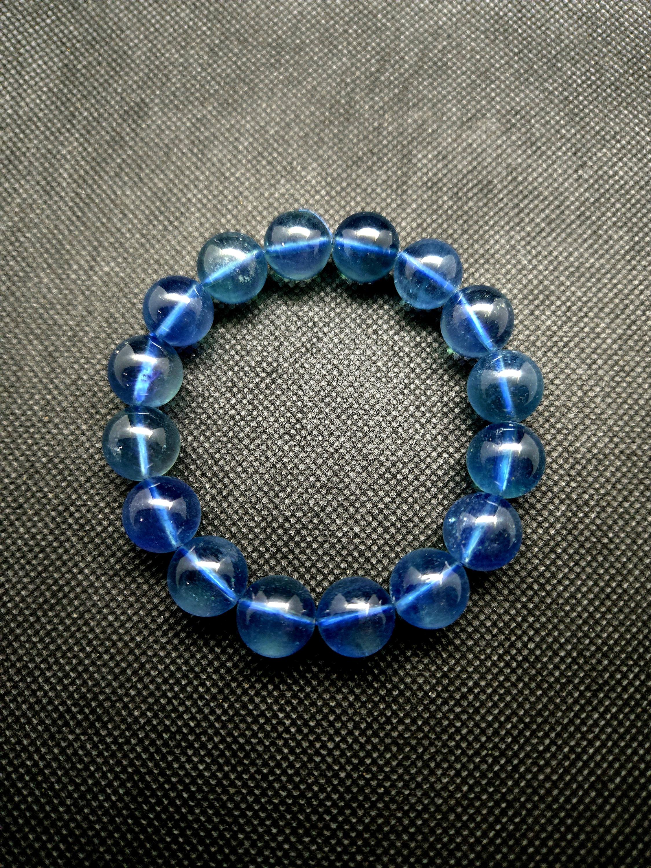 アクアマリンブレスレット 13 mm ビーズ | オーシャンブルー