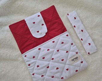 Protège-livre matelassé et pochette pour iPad : sac pour liseuse fait main