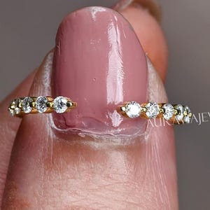 Moissanite offener Gap Ring, Sterling Silber Floating Bubble Band, Rundschnitt Ehering Frauen