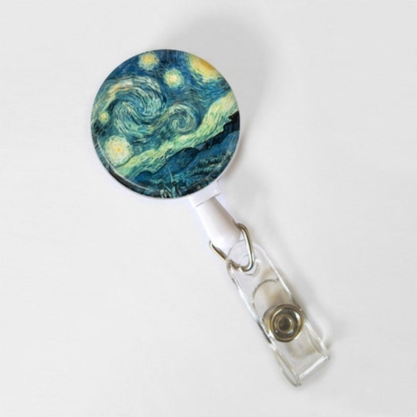 Retractable ID Badge Reel - Badge Holder - Starry Night