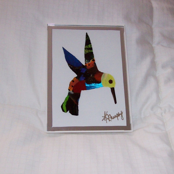 Real Butterfly Wings  Framed "  Hummingbird " Collage