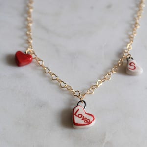 Handmade Ceramic Heart Charms – Colorful Heart Shaped Pottery Pendant Necklace, Personalized Charm Gift Preorder