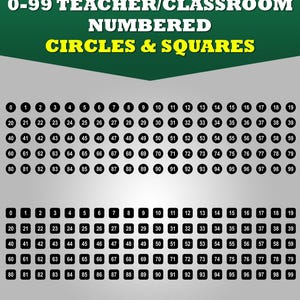 Teacher/Classroom Numbered Circles and Squares 0-99 | Number shapes bundle | Png, Svg, Dxf, Pdf, Ai, Eps formats
