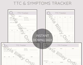 Afdrukbare TTC, symptomen, vruchtbaarheid, ovulatietracker, logboek zwangerschapstest (digitale download