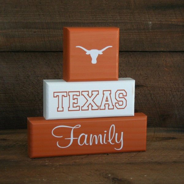 Universidad de Tejas fonolocalizadores de bocinas grandes decoración de Texas UT familia bloques Texas familia estante decoración