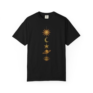 Celestial Vibes Unisex Garment-Dyed T-shirt, Astrology Tee, Cosmic Shirt, Horoscope Fashion, Gift for Stargazers
