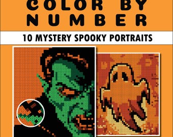 Halloween Mystery Pixel Art Coloring Book: 10 Spooky Designs (PDF Download)