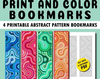 Abstract Coloring Bookmarks: 4 Printable Vector Designs (PDF Download)