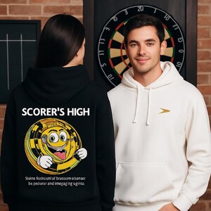 Scorers High Funny Dart Hoodie, Triple 20 Cartoon, Gift for Darts Player, Game Night Sweatshirt