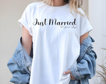 Just Married 50 Years Ago SVG PNG, 50th Anniversary Gift T Shirt, Married For 50 Years, Couples Matching Wedding, Gift for Parents Wife Tee.