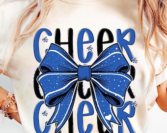 Cheerleading PNG SVG, Coquette Cheer PNG, Black Blue, Cheer Mom Png, Cheer Png, Digital Sublimation Design, Cheerleader Gift Png, Cheer Team