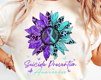 Sunflower Suicide Prevention Awareness SVG, Suicide Awareness Ribbon svg, Semicolon svg, You Matter svg, Mental Health Hope Ribbon