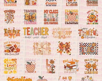 Coquette Teacher Fall Bundle, Teacher Life Png, Fall Teacher png, Fall Sublimation design, Autumn Teacher shirt Png, Teacher Halloween png