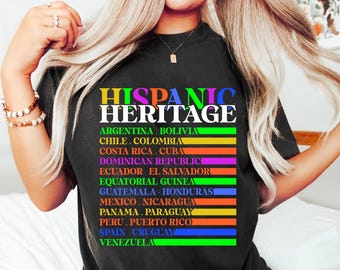 Design de camiseta do Mês da Herança Hispânica: Países Latinos SVG PNG (Download Digital)