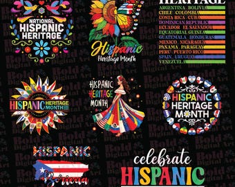 National Hispanic Heritage Month Bundle Png Svg, Country Flag Tree Roots Latino Png, Latin American Flags Shirt Latina Sunflower Sublimation