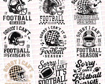 Sorry I Can't It Is Football Season PNG Bundle, Game Day Football Mom Shirt Svg, Trendy Retro Checker Helmet PNG Football Season Sublimation