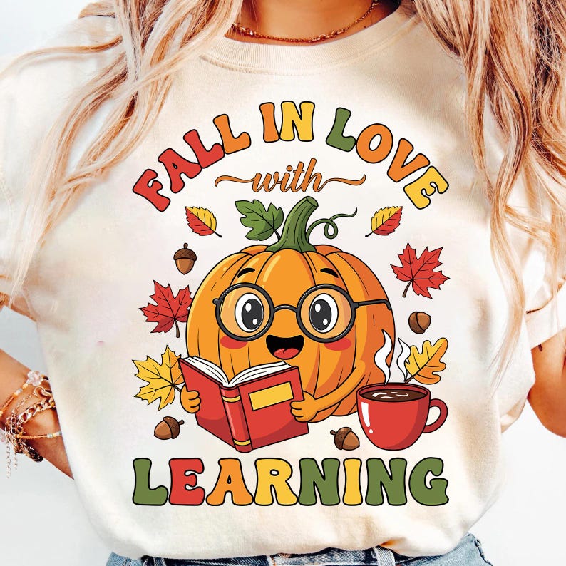 Retro Teacher Fall PNG Bundle, Fall in Love With Learning Sublimation ...