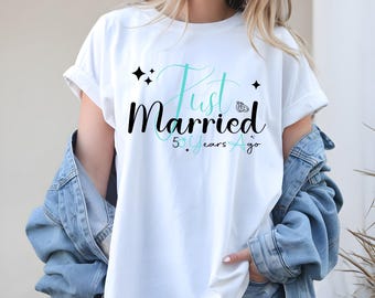 Just Married 50 Years Ago SVG PNG, 50th Anniversary Gift T Shirt, Married For 50 Years, Couples Matching Wedding, Gift for Parents Wife Tee.