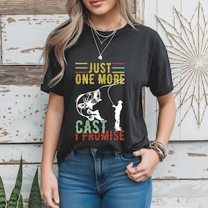 Just One More Cast I Promise Svg Png Shirt, Vintage Retro Fishing Shirt, Bass Fishing Lover Svg, Fishing Gift For Dads, Funny Fishing Shirt