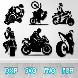 Motorcycle Rider SVG: Sport Bike Decal, Laser Cut File (Digital Download),  Motorcycle Vector Bundle