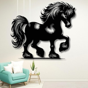 Laufendes Pferd Laser Cut SVG DXF PDF : Reiter Wandkunst (Digitaler Download)