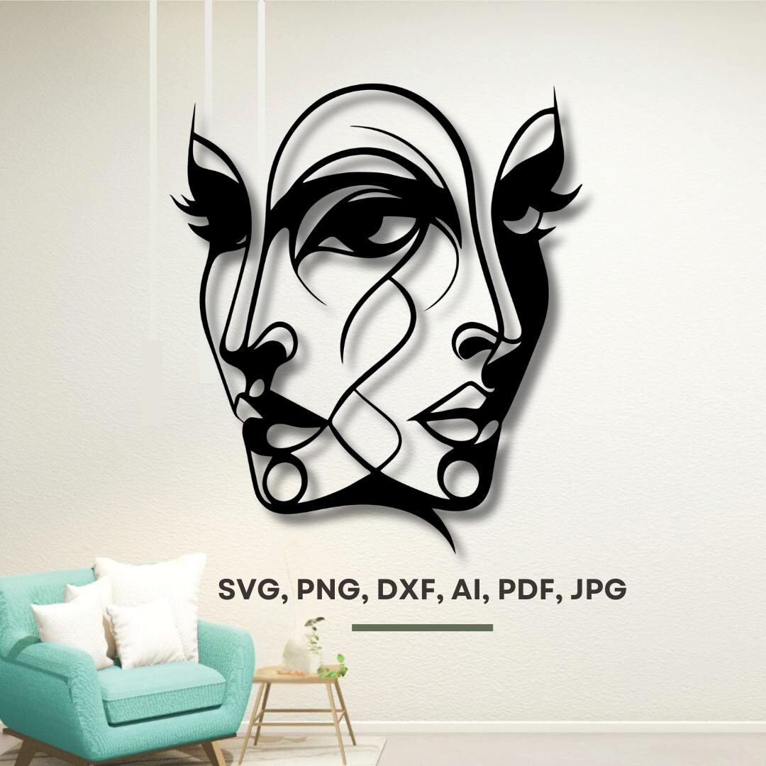 Abstract Woman Face SVG | Minimalist Line Art Wall Decor (digital ...