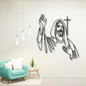 Jesus Line Art SVG: Christian Laser Cut Wall Decor (Digital File)