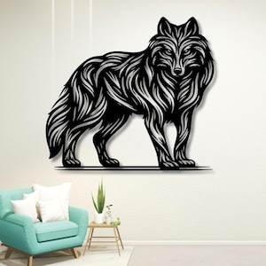 Wolf Laser Cut File SVG DXF | Geometric Wolf Wall Art Digital Download | CNC Glowforge Cricut Ready | Rustic Animal Decor | 3d Wolf Wall Art