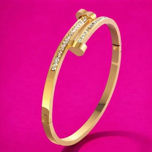 Love Luxury wrap Bangle Plated Stainless steel encrusted with Rhinestone
