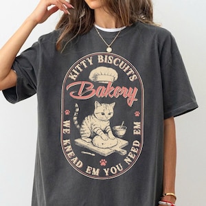 Cat Biscuit Bakery Shirt, Retro Kitty Knead Biscuits Tee, Funny Baking Gifts, Cat Lover Baker Tee, Kitten Lover Shirt