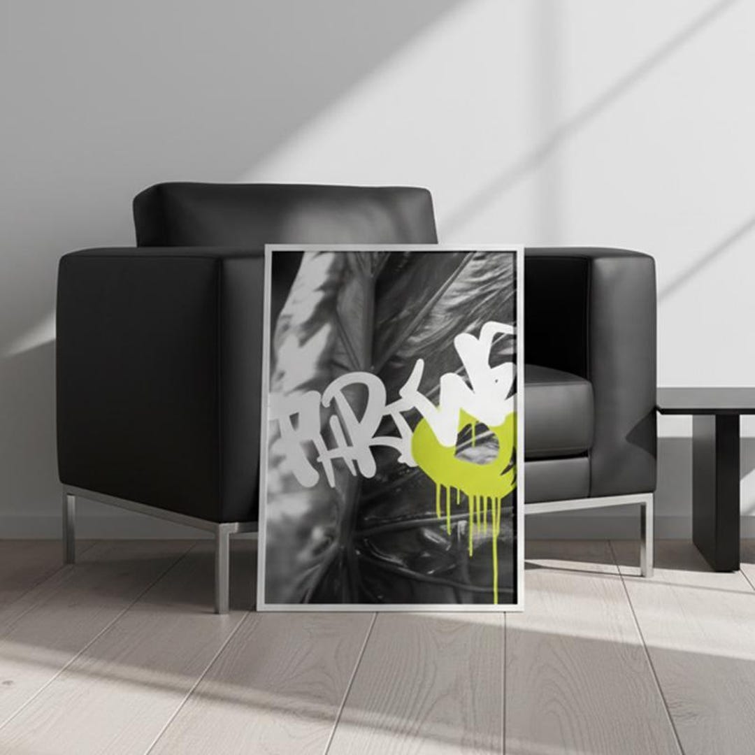 Abstract Black and White Graffiti Photo Print – Modern Urban Wall Art ...