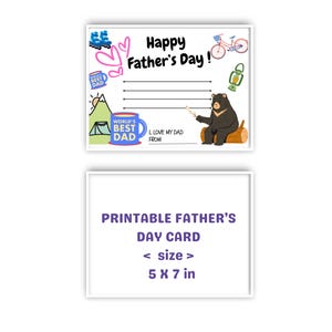 FÊTE DES PÈRES, HEUREUX, papa, carte imprimable, cadeau, écrivez un message en blanc