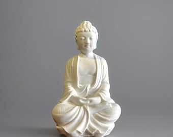 Handmade Buddha Sculpture – Stone Powder Decorative Figurine – Unique Home & Office Gift