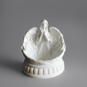 Angel Candle Holder – Handcrafted Stone Figurine for Peaceful Home Decor