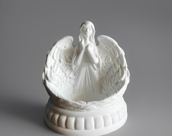 Angel Candle Holder – Handcrafted Stone Figurine for Peaceful Home Decor