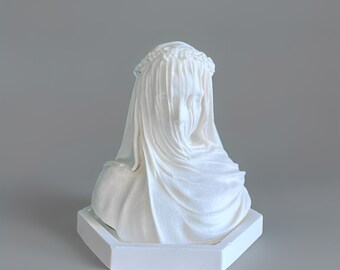 Handmade Angel Veiled Stone Powder Sculpture: Elegant Spiritual Decor