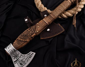 Handmade Carbon Steel Viking Axe – Ragnar Bearded Axe, Norse Decor