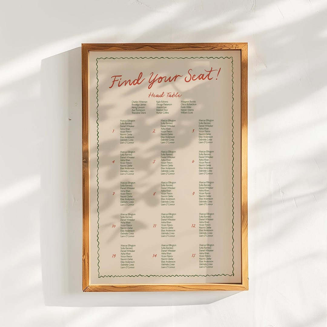 Seating Chart Confirmation Seating Chart Template, Table Sign, Printable, Modern, Formal Wedding ...