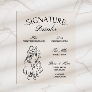 Dog Bar Menu, Signature Cocktail Drinks, Dog Theme Wedding, Digital Download, Editable Template, His and Hers, Printable, Pet, Brunch, Beer