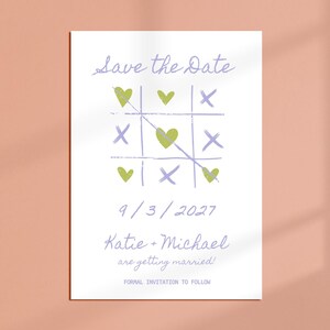 Editable Heart Wedding Save the Date Template, Whimsical Invite, Hand Drawn Doodle, Tic tac toe, Digital download, Valentine&#39;s Invitation