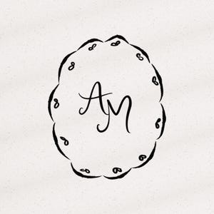 Scalloped Wedding Monogram, Custom Wedding Crest, Romantic Wedding Monogram, Doily Bow Crest, Wedding Logo, Initials, Hand Drawn, Whimsical