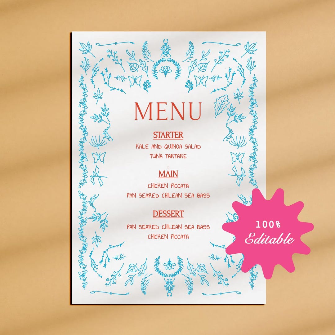 Rustic Dinner Menu Template, Wedding Dinner Menu, Woodsy Wedding ...