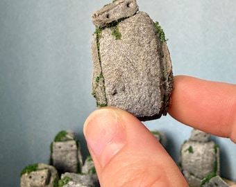 Handmade Mossy Rock Guardian Sculpture, Miniature Forest Creature, Cottagecore Woodland Art