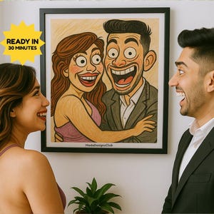 Funny Ugly Couple Caricature from Photo - Funny Hand-Drawn Doodle Style Portrait - Digital Download Gift for Loved Ones - Gift for Couple