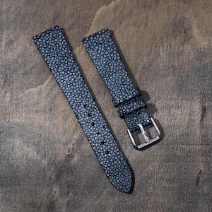 Handmade Black Stingray Leather Watch Strap, Custom Sizes