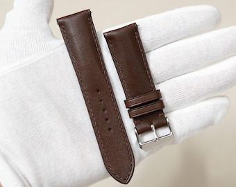 Dark Brown Leather Watch Strap, Quick Release 12mm - 26mm