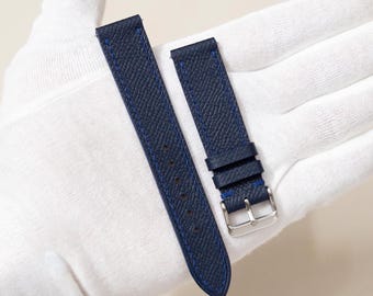 Navy Blue Epsom Leather Watch Strap, Replacement Quick Release Band