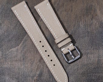 Handmade Beige Epsom Leather Watch Strap, Quick Release 14-26mm available all size